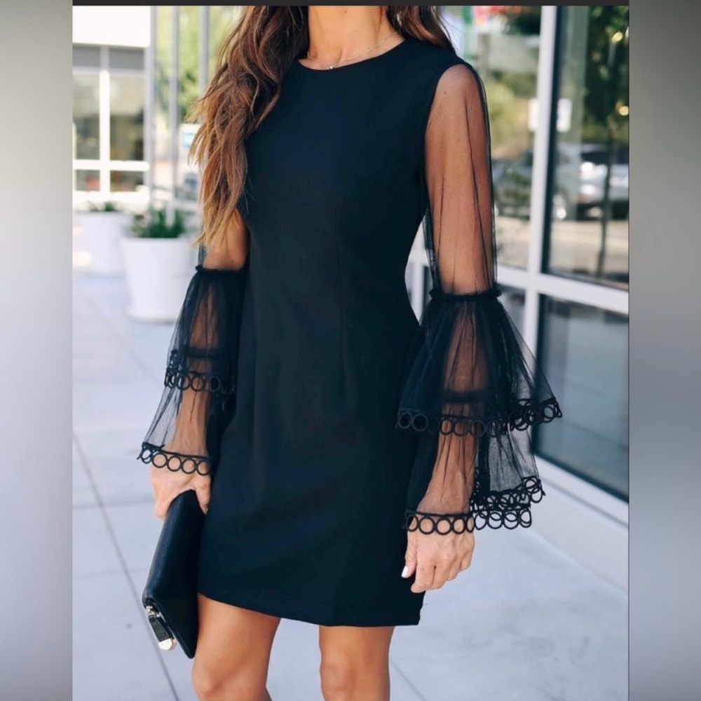 Here She Comes Lace Bell Sleeve Dress